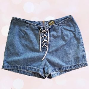 SOLD Paris Blues 1990s Y2K Vintage Denim lace up shorts